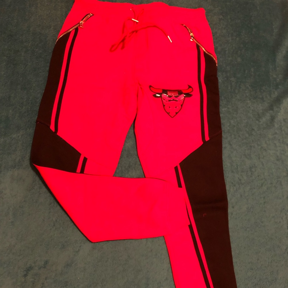 Men’s Red with Black Bull design Sweatpants